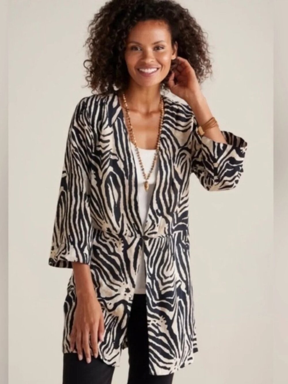 NWT Soft Surroundings Zella Zebra Stripe Topper Women’s 3X Lightweight Kimono